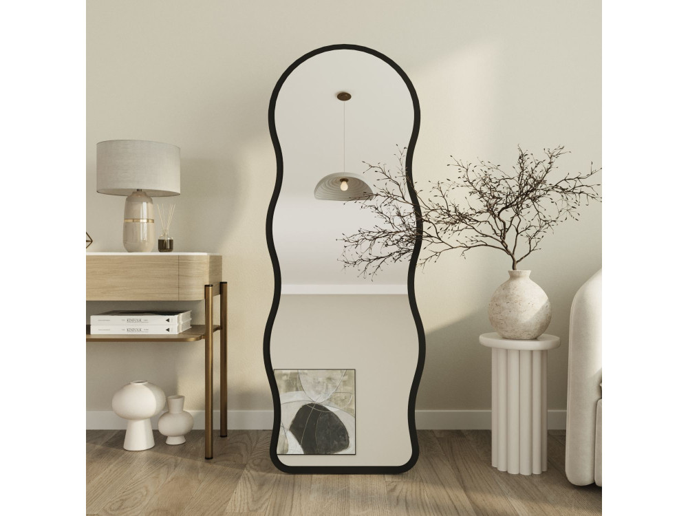 Espejo de pie de madera «Asial» - 50 x 2 x 160 cm - Negro