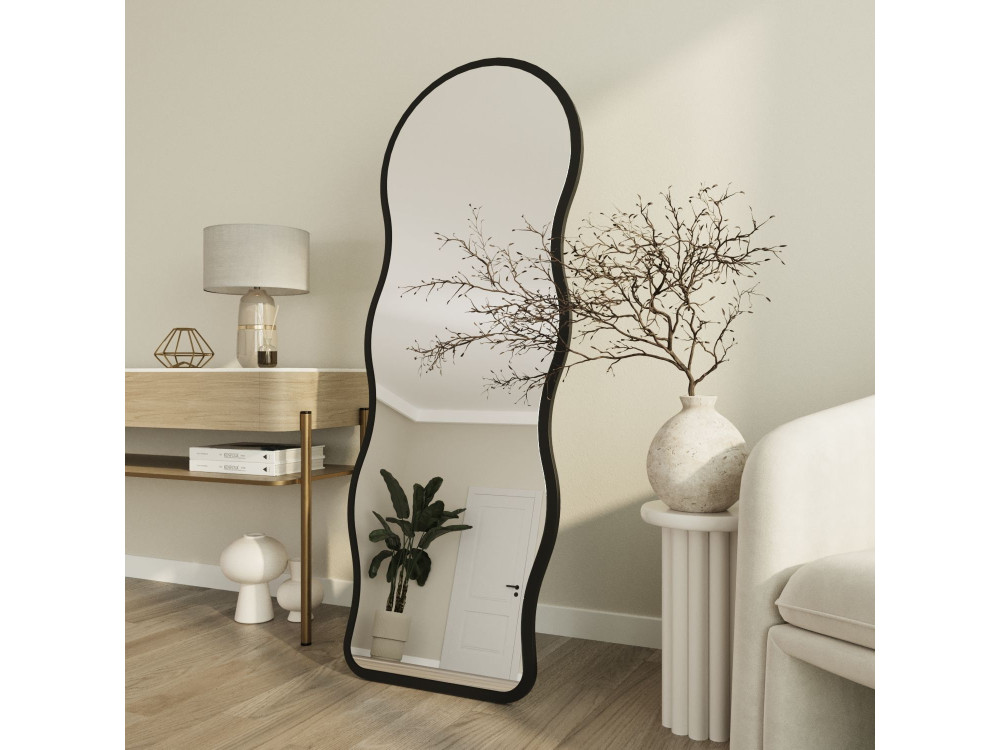 Espejo de pie de madera «Asial» - 50 x 2 x 160 cm - Negro