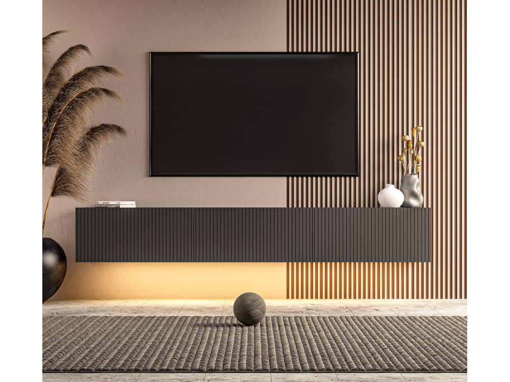 Mueble para la tele de madera «Ada» - 180 x 31 x 29 cm - Antracita