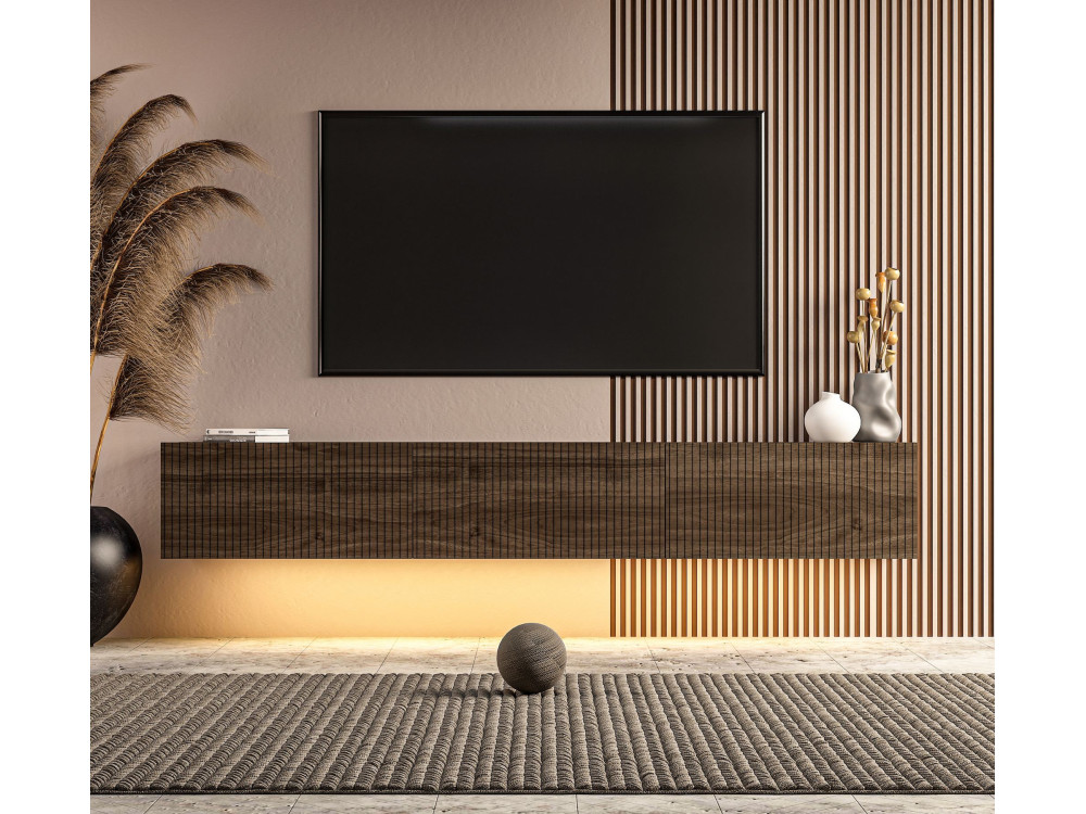 Mueble para la tele de madera «Ada» - 180 x 31 x 29 cm - Nogal