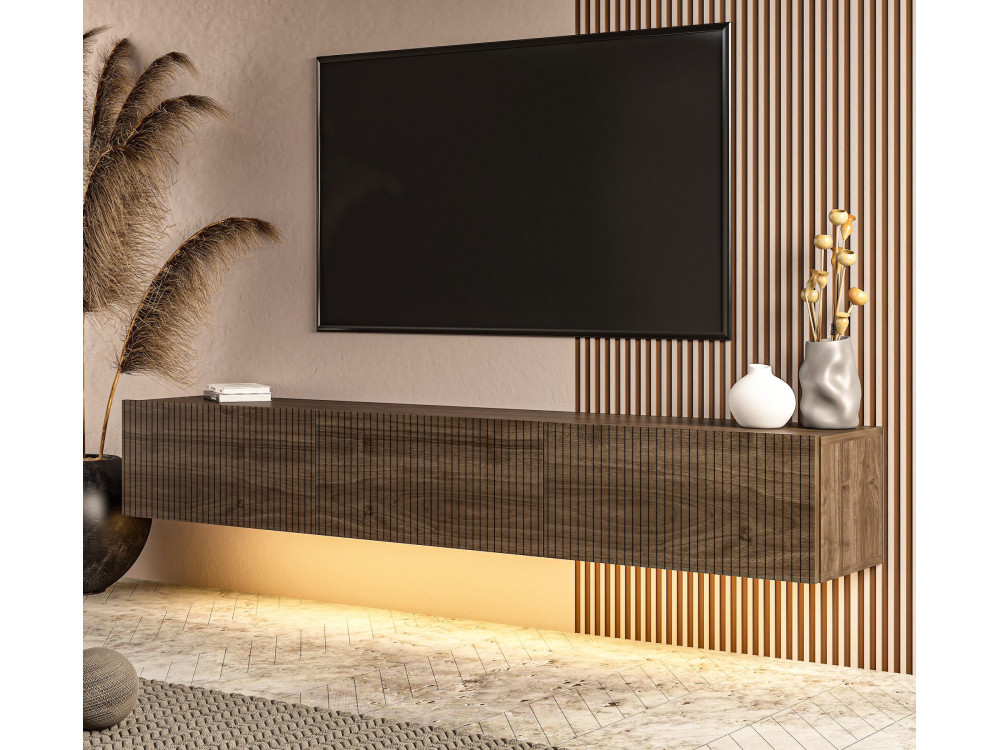 Mueble para la tele de madera «Ada» - 180 x 31 x 29 cm - Nogal