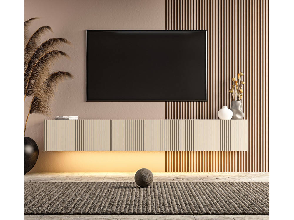 Mueble para la tele de madera «Ada» - 180 x 31 x 29  cm - Gris