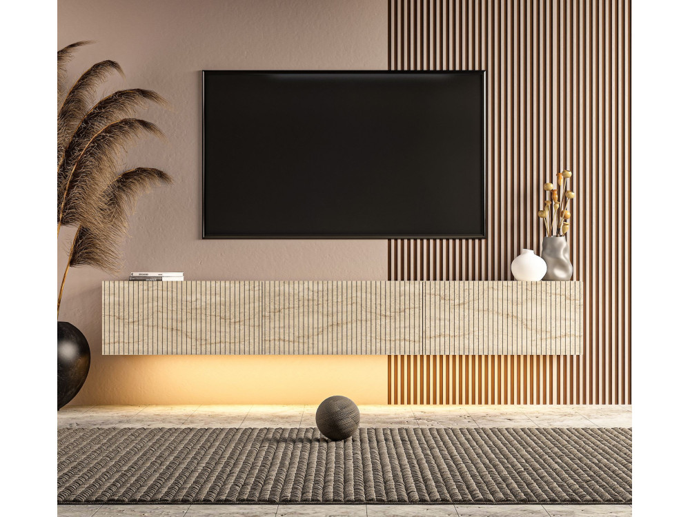 Mueble para la tele de madera «Ada» - 180 x 31 x 29 cm - Travertino