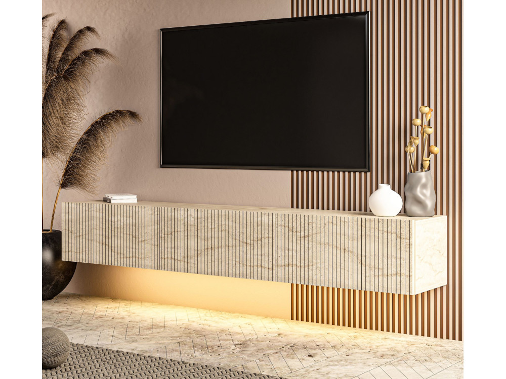 Mueble para la tele de madera «Ada» - 180 x 31 x 29 cm - Travertino