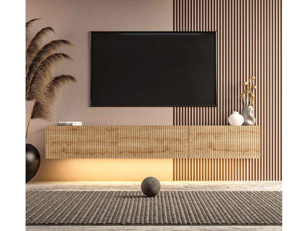 Mueble para la tele de madera «Ada» - 180 x 31 x 29 cm - Roble