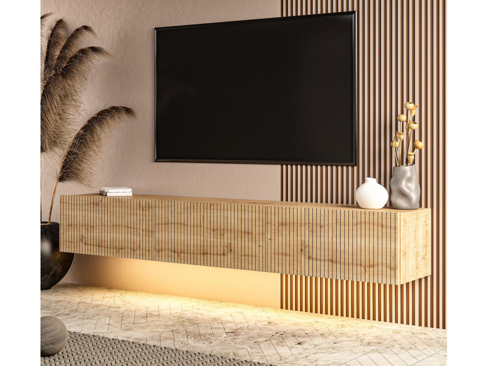 Mueble para la tele de madera «Ada» - 180 x 31 x 29 cm - Roble