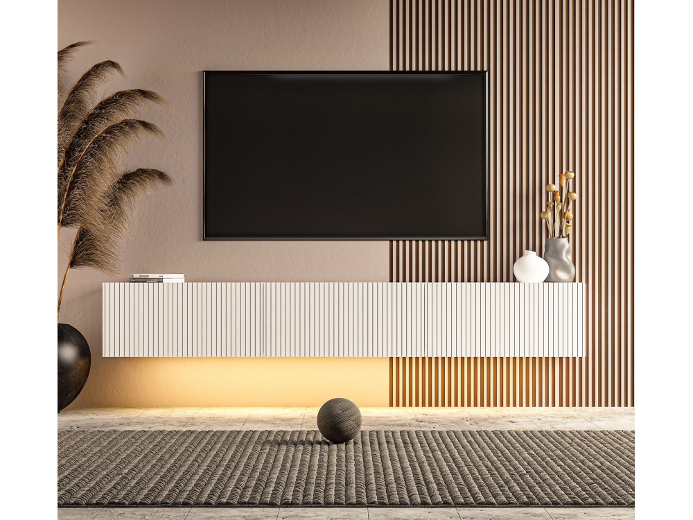 Mueble para la tele de madera «Ada» - 180 x 31 x 29 cm - Blanco