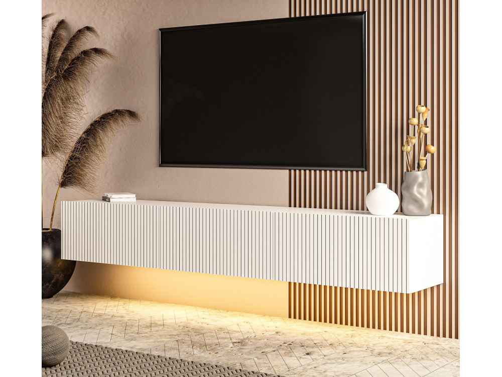 Mueble para la tele de madera «Ada» - 180 x 31 x 29 cm - Blanco