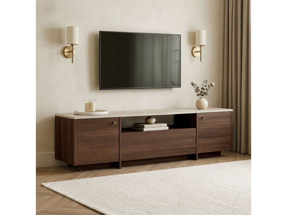 Mueble para la televisión de madera «Alvar» - 180 x 35 x 46 cm - Travertino