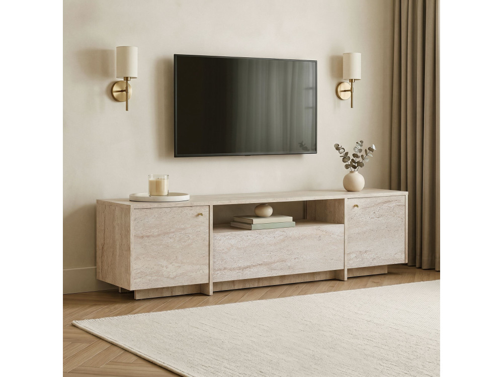 Mueble para la tele de madera «Alvar» - 180 x 35 x 46 cm - Beige