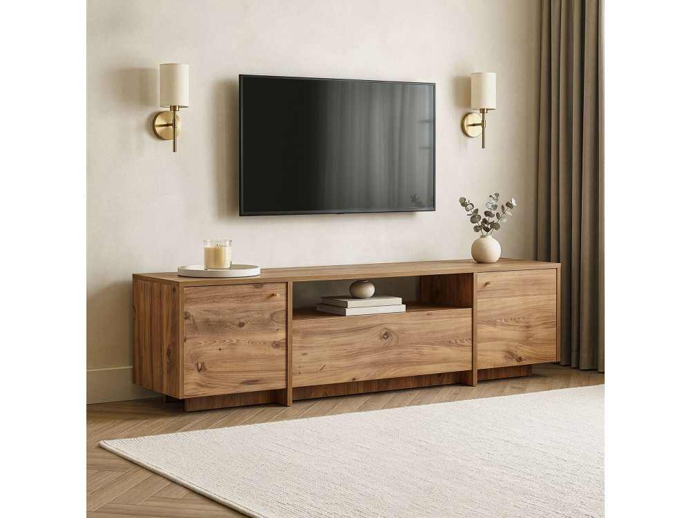Mueble para la tele de madera «Alvar» - 180 x 35 x 46 cm - Pino del Atlántico