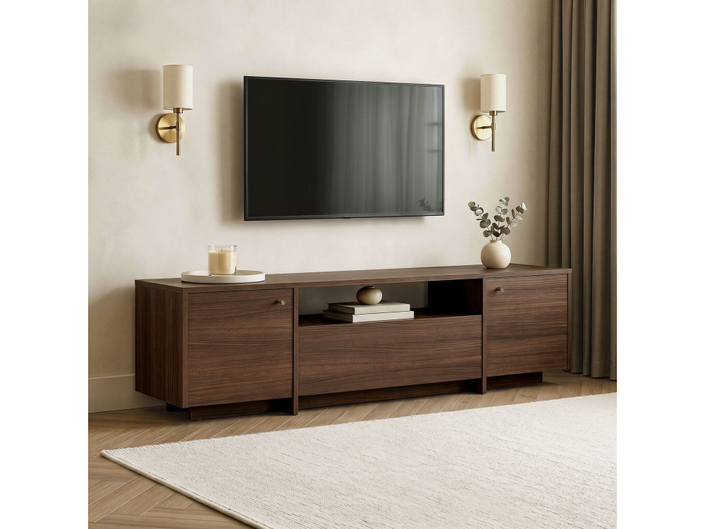 Mueble para la tele de madera «Alvar» - 180 x 35 x 46 cm - Marrón