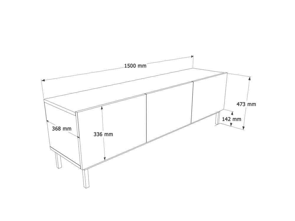 Mueble para la televisión de madera «Coast» - 150 x 37 x 48 cm - Beige