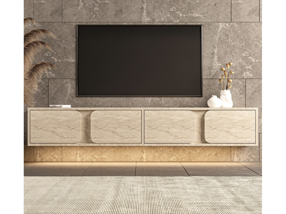 Mueble para la televisión de madera «Helen» - 180 x 30 x 30 cm - Beige