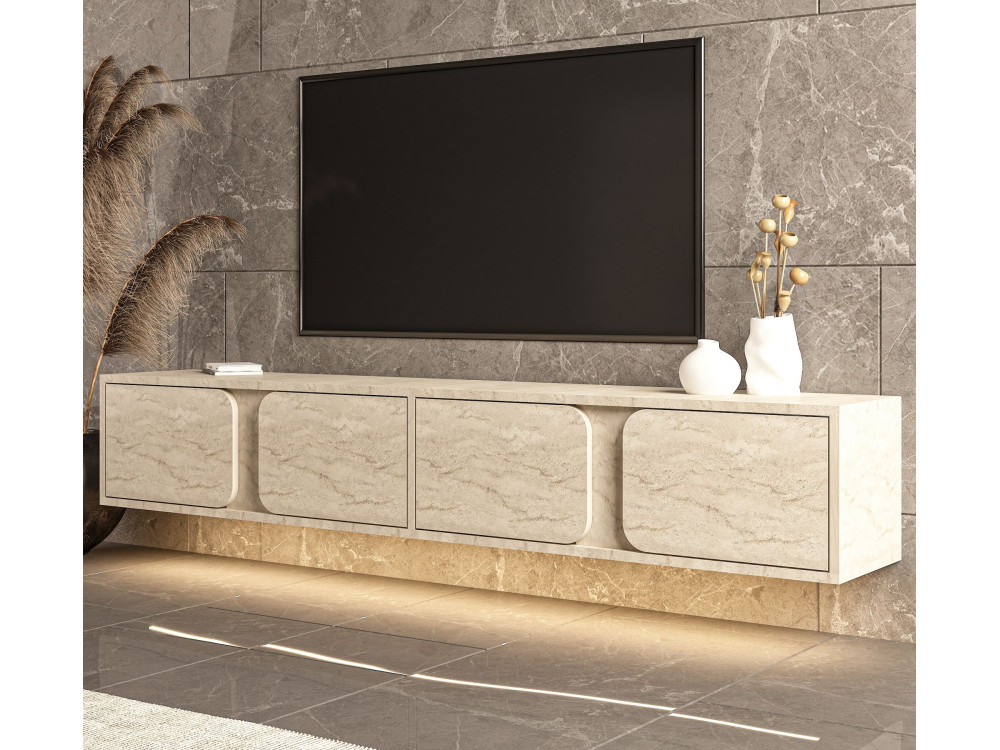 Mueble para la televisión de madera «Helen» - 180 x 30 x 30 cm - Beige