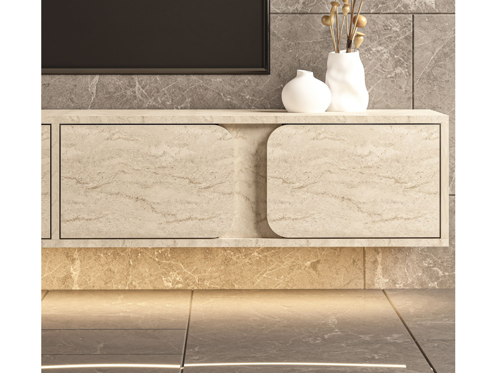 Mueble para la televisión de madera «Helen» - 180 x 30 x 30 cm - Beige