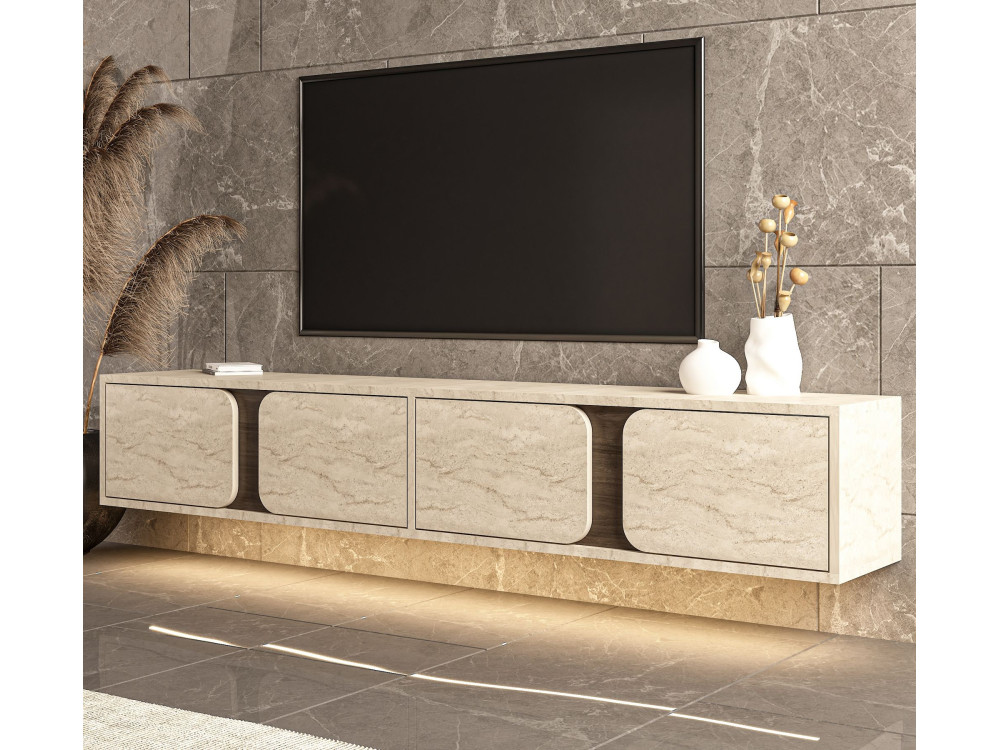 Mueble para la tele de madera «Helen» - 180 x 30 x 30 cm - Travertino