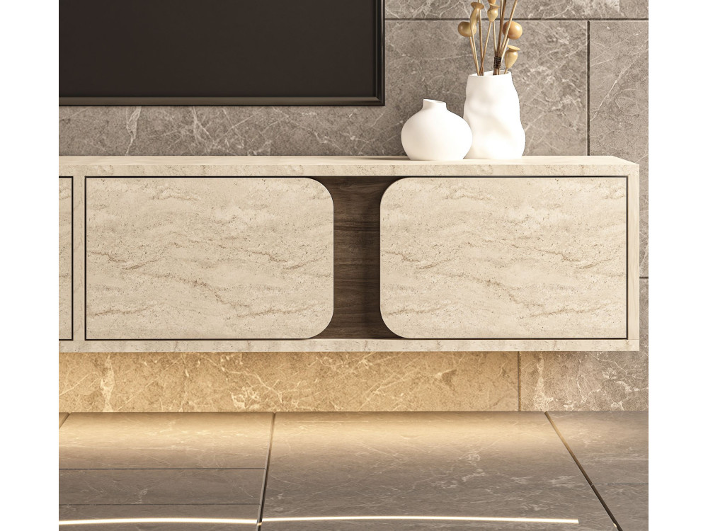 Mueble para la tele de madera «Helen» - 180 x 30 x 30 cm - Travertino