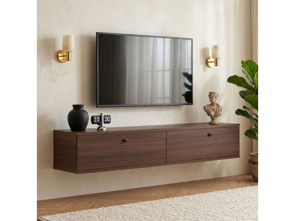 Mueble para la televisión de madera «Línea 140» - 140 x 25 x 25 cm - Nogal