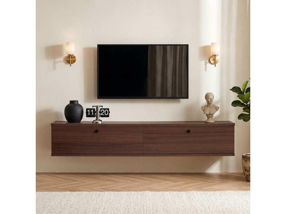Mueble para la televisión de madera «Línea 140» - 140 x 25 x 25 cm - Nogal