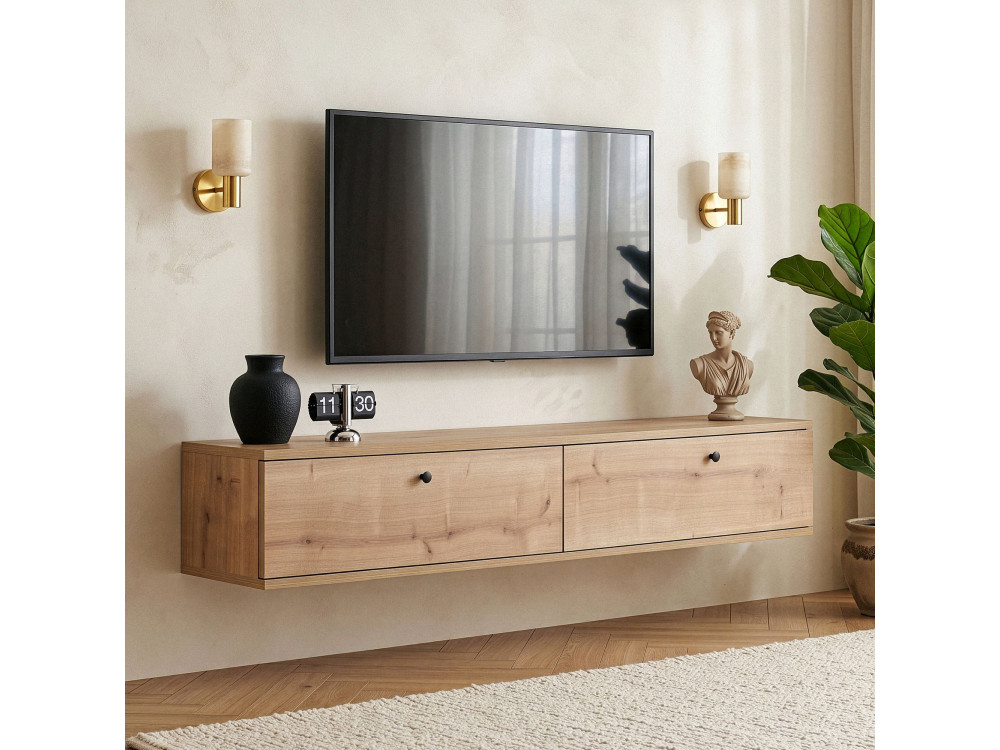 Mueble para la tele de madera «Ligne 140» - 140 x 25 x 25 cm - Beige