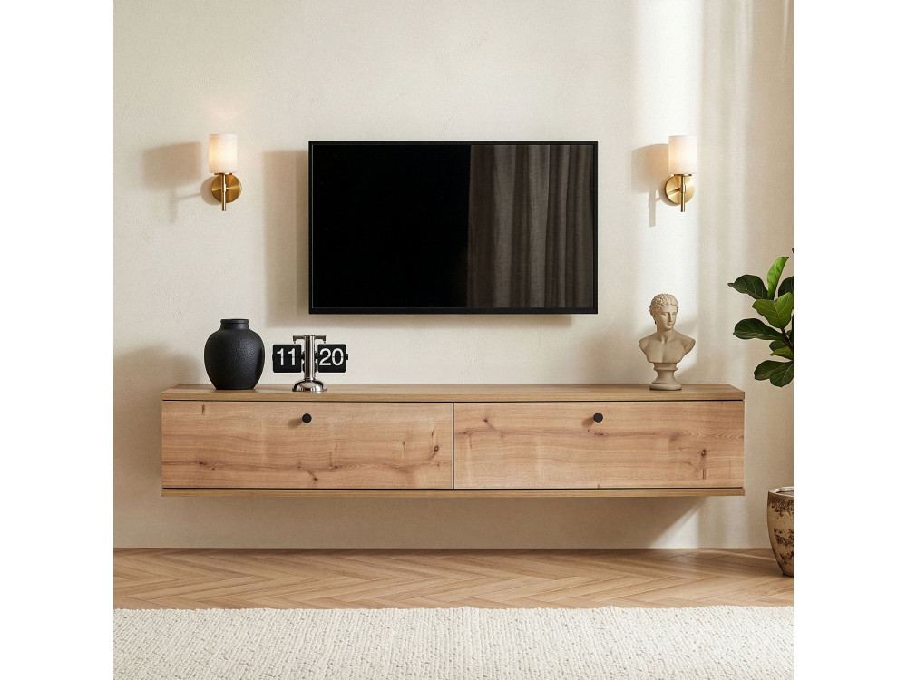 Mueble para la tele de madera «Ligne 140» - 140 x 25 x 25 cm - Beige