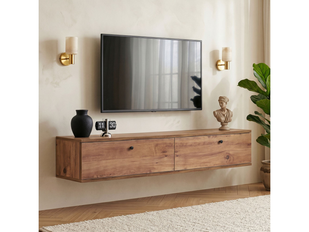Mueble para la tele de madera «Ligne 140» - 140 x 25 x 25 cm - Marrón