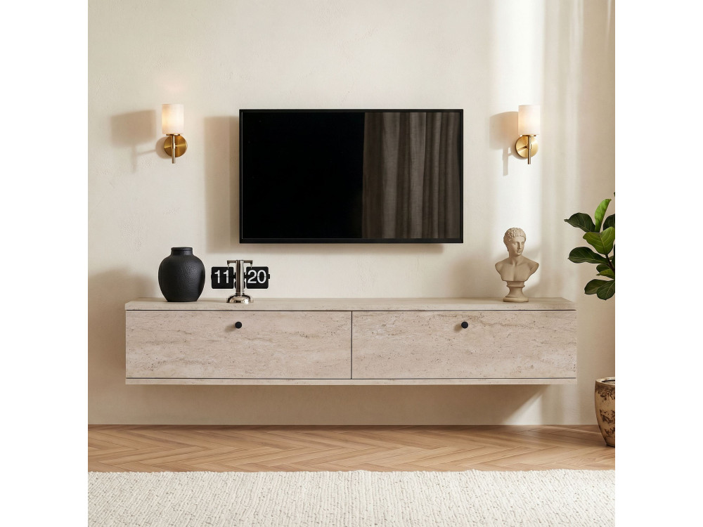 Mueble para la televisión de madera «Línea 140» - 140 x 25 x 25 cm - Travertino