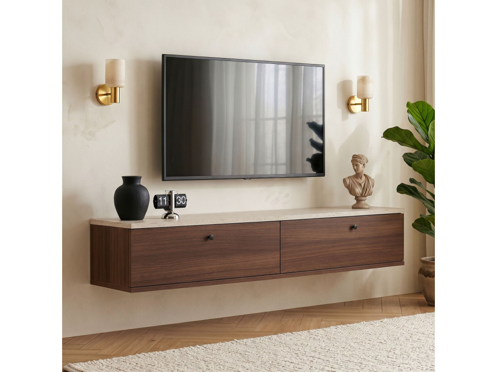 Mueble para la tele de madera «Ligne 140» - 140 x 25 x 25 cm - Marrón