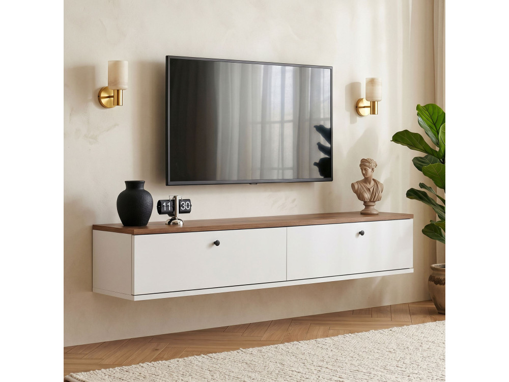 Mueble para la tele de madera «Ligne 140» - 140 x 25 x 25 cm - Blanco
