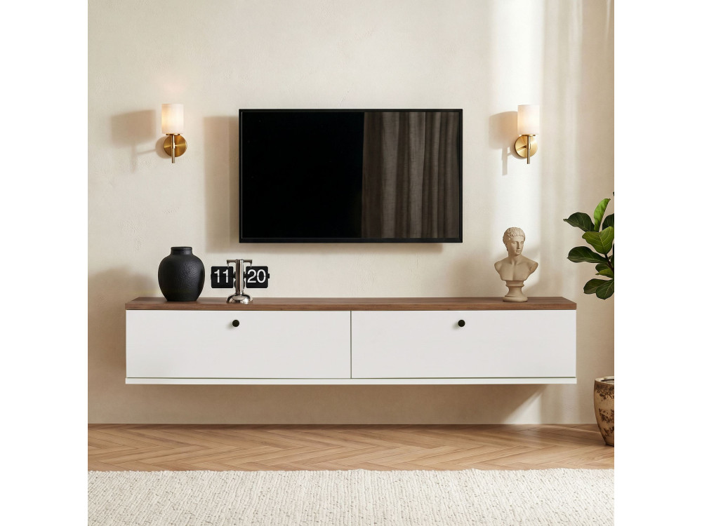 Mueble para la tele de madera «Ligne 140» - 140 x 25 x 25 cm - Blanco