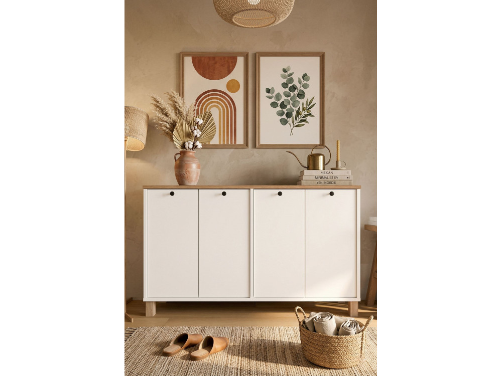 Mueble de madera «Nord» - 120 x 29 x 74 cm - Blanco