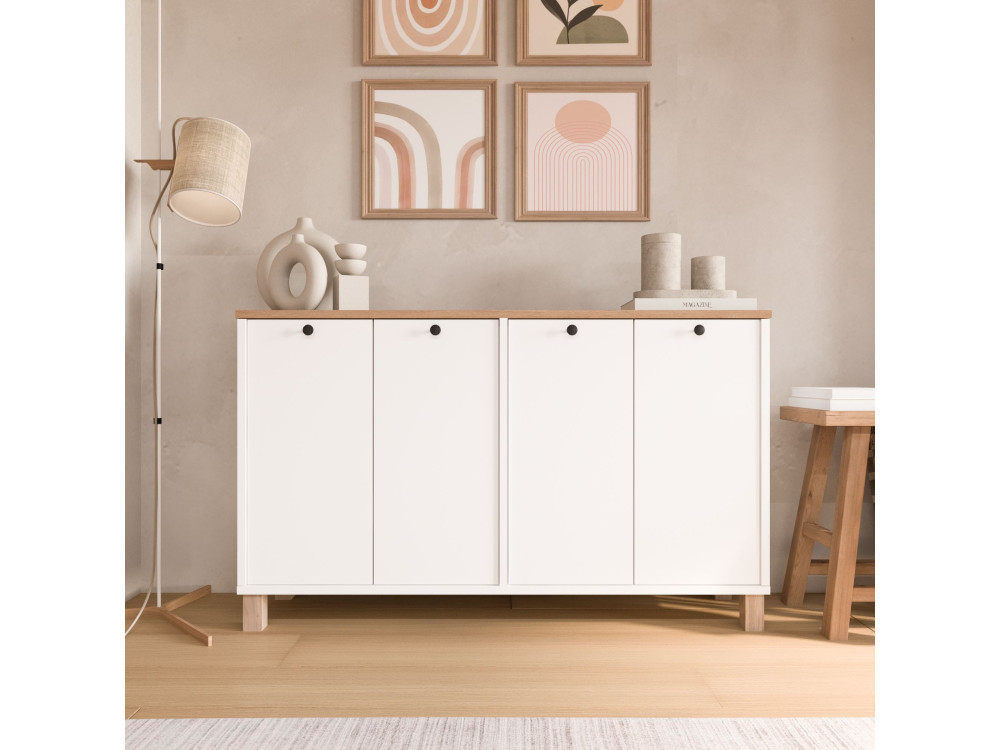 Mueble de madera «Nord» - 120 x 29 x 74 cm - Blanco