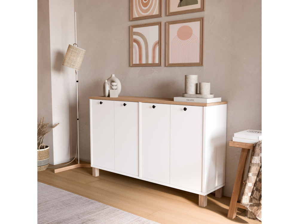 Mueble de madera «Nord» - 120 x 29 x 74 cm - Blanco