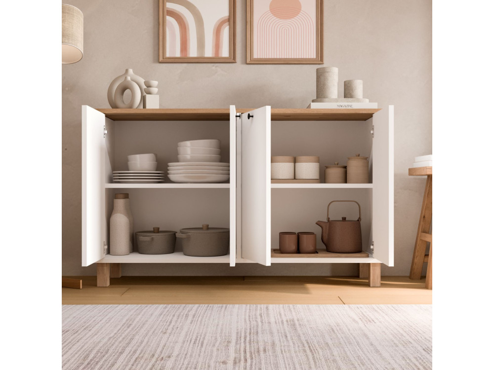 Mueble de madera «Nord» - 120 x 29 x 74 cm - Blanco