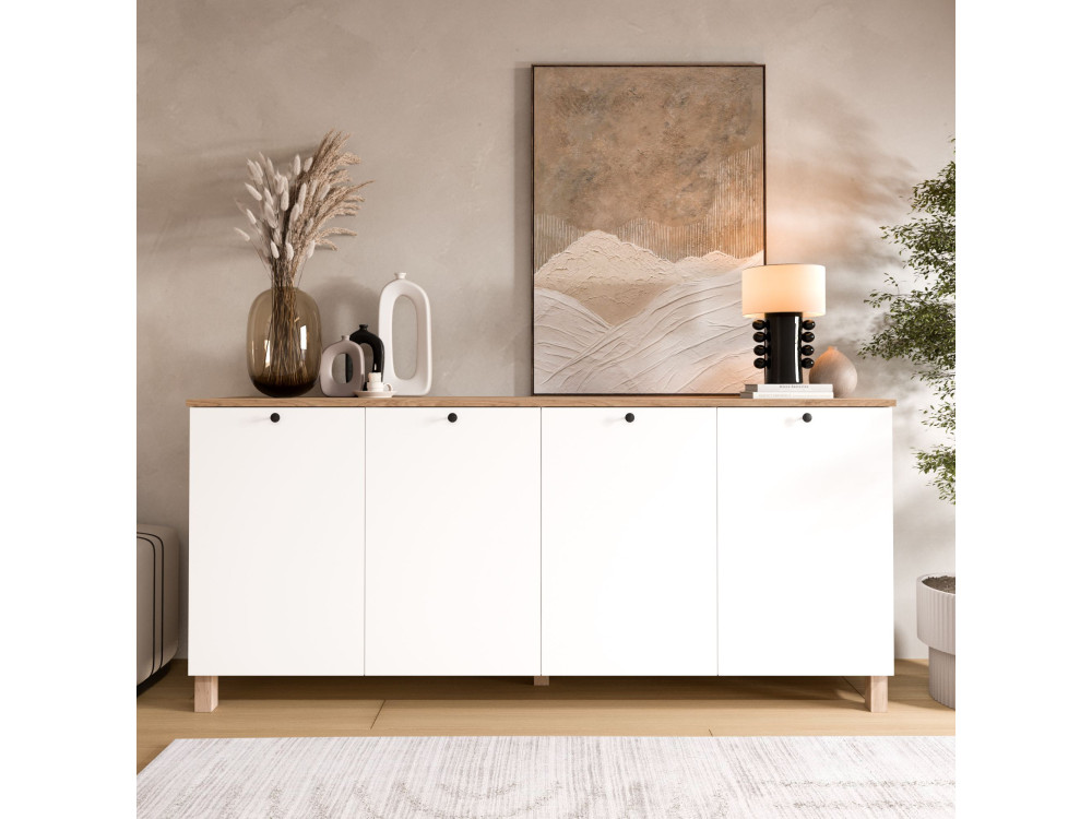Mueble de madera «Nord» - 180 x 42 x 80 cm - Blanco