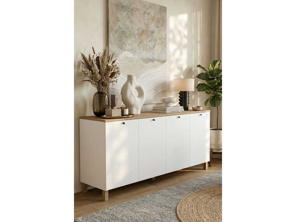 Mueble de madera «Nord» - 180 x 42 x 80 cm - Blanco