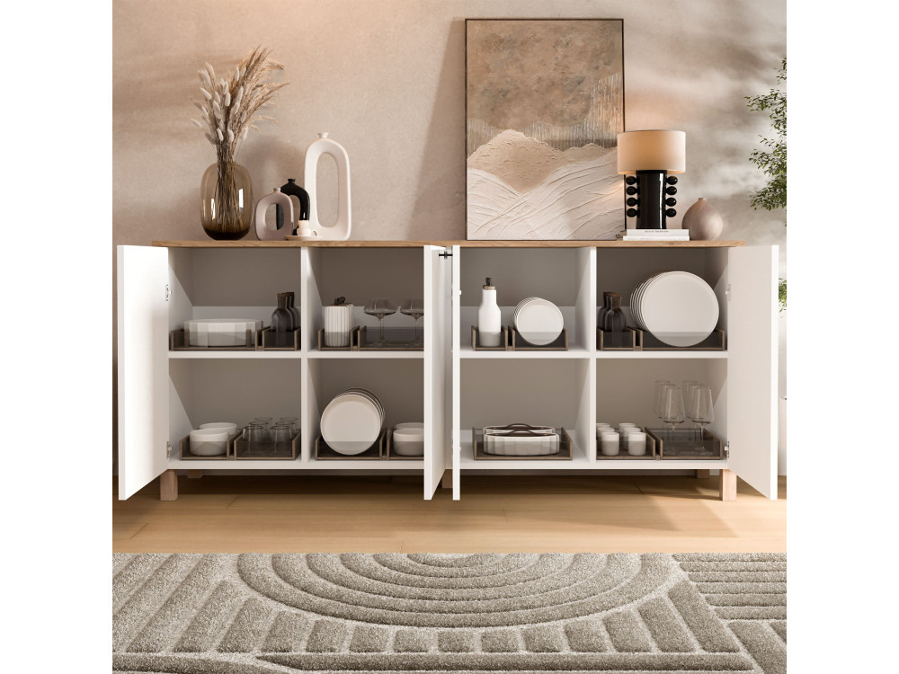 Mueble de madera «Nord» - 180 x 42 x 80 cm - Blanco