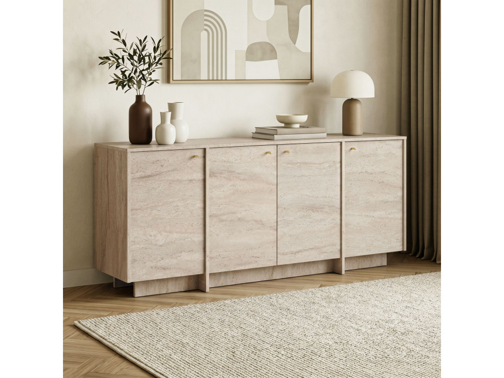 Consola de madera «Varen» - 180 x 45 x 82 cm - Travertino