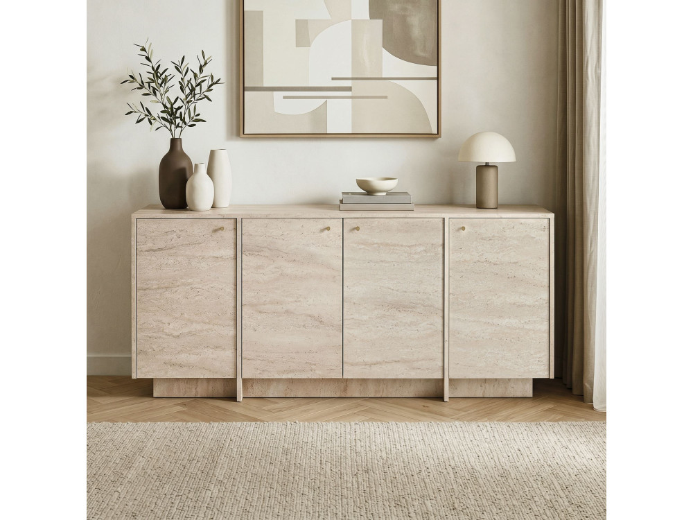 Consola de madera «Varen» - 180 x 45 x 82 cm - Travertino
