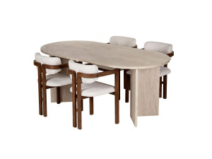 Conjunto de mesa de comedor y sillas (5 piezas) de madera «Meridia 4» - 180 x 90 x 75 cm - Blanco