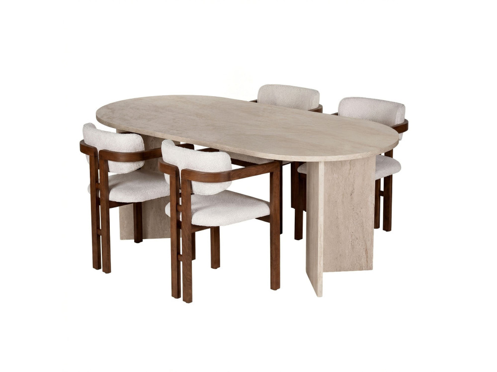 Conjunto de mesa de comedor y sillas (5 piezas) de madera «Meridia 4» - 180 x 90 x 75 cm - Blanco