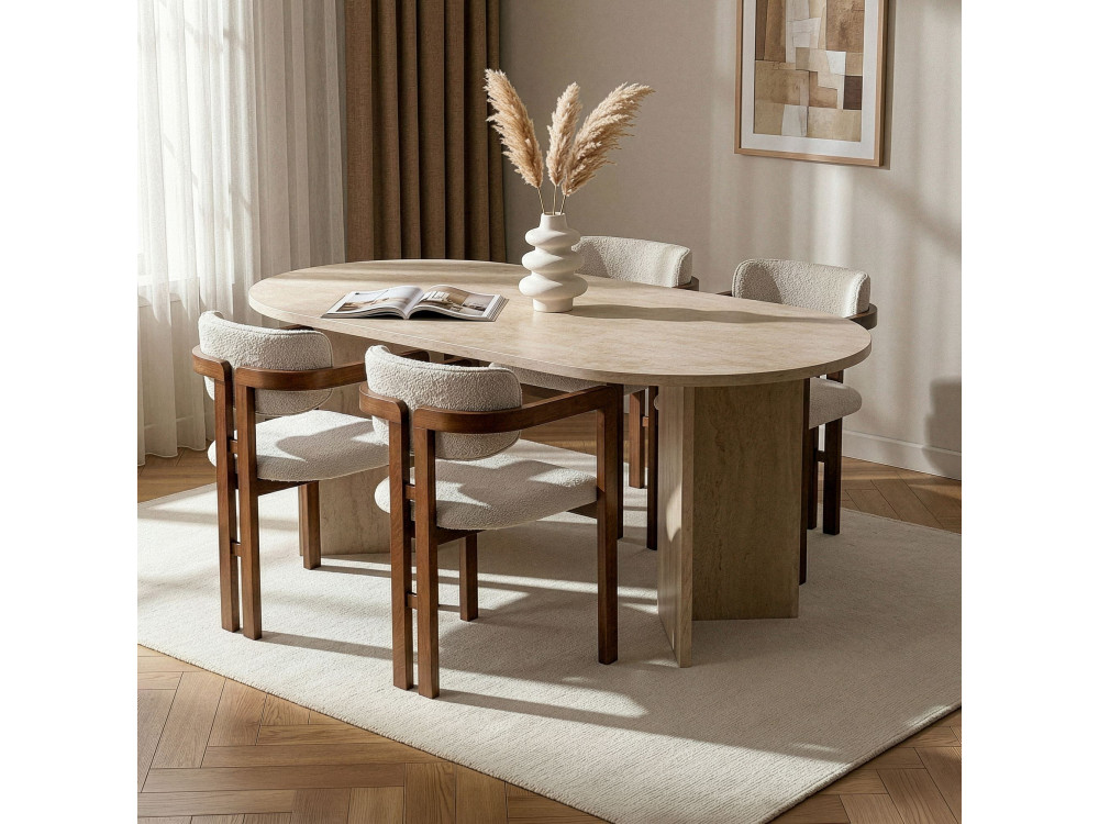 Conjunto de mesa de comedor y sillas (5 piezas) de madera «Meridia 4» - 180 x 90 x 75 cm - Blanco