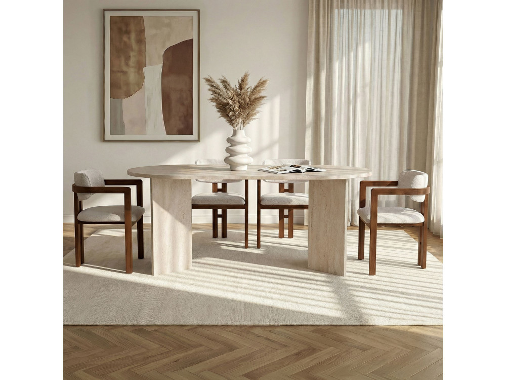 Conjunto de mesa de comedor y sillas (5 piezas) de madera «Meridia 4» - 180 x 90 x 75 cm - Blanco
