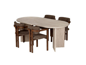 Conjunto de mesa de comedor y sillas (5 piezas) de madera «Meridia 4» - 180 x 90 x 75 cm - Marrón