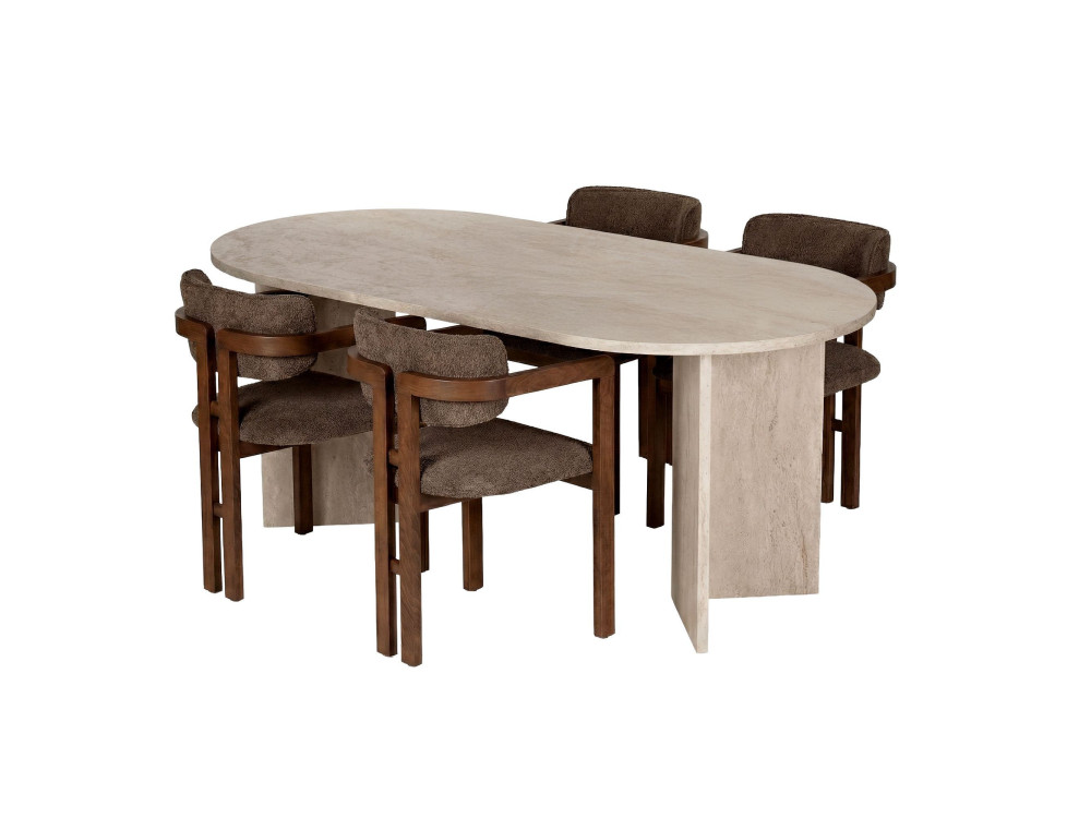 Conjunto de mesa de comedor y sillas (5 piezas) de madera «Meridia 4» - 180 x 90 x 75 cm - Marrón