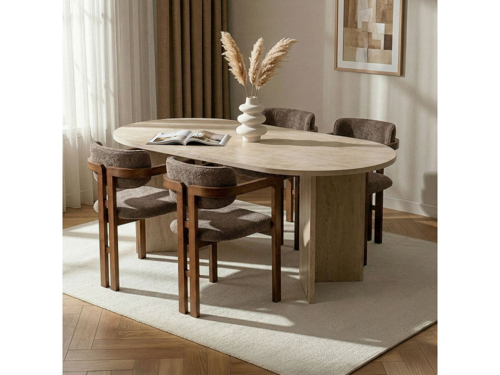 Conjunto de mesa de comedor y sillas (5 piezas) de madera «Meridia 4» - 180 x 90 x 75 cm - Marrón