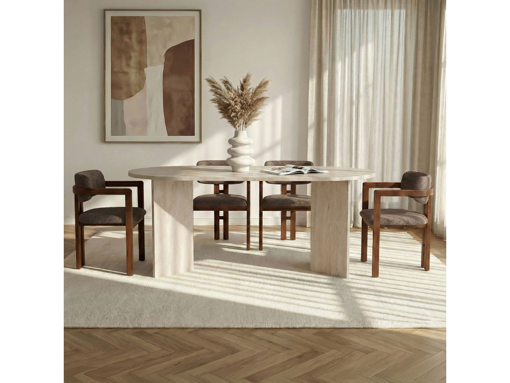Conjunto de mesa de comedor y sillas (5 piezas) de madera «Meridia 4» - 180 x 90 x 75 cm - Marrón