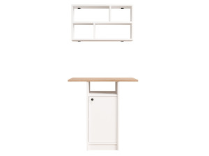 Conjunto de mesa de comedor y estantería de pared (2 piezas) de madera «Nord» - 72 x 44 x 74 cm - Blanco