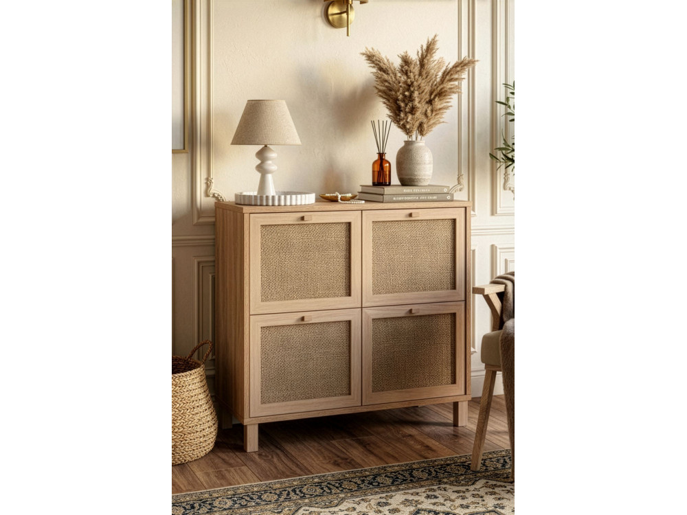 Zapatero de madera «Dune» - 90 x 35 x 85 cm - Roble